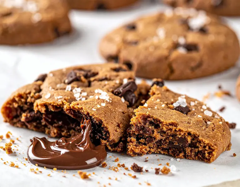Cookies fourrés au chocolat, le cœur qui coule